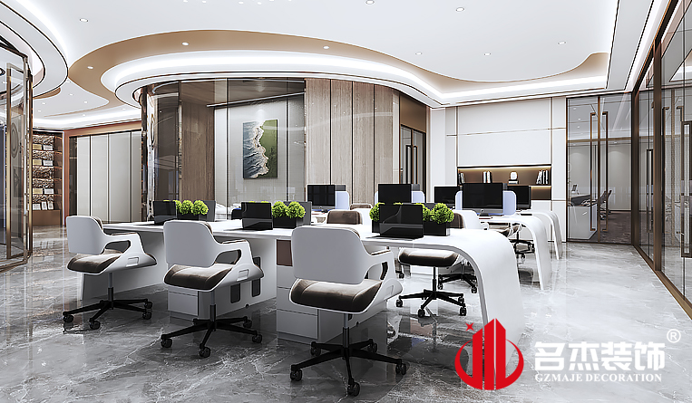 開放辦公區(qū)域裝修設計效果